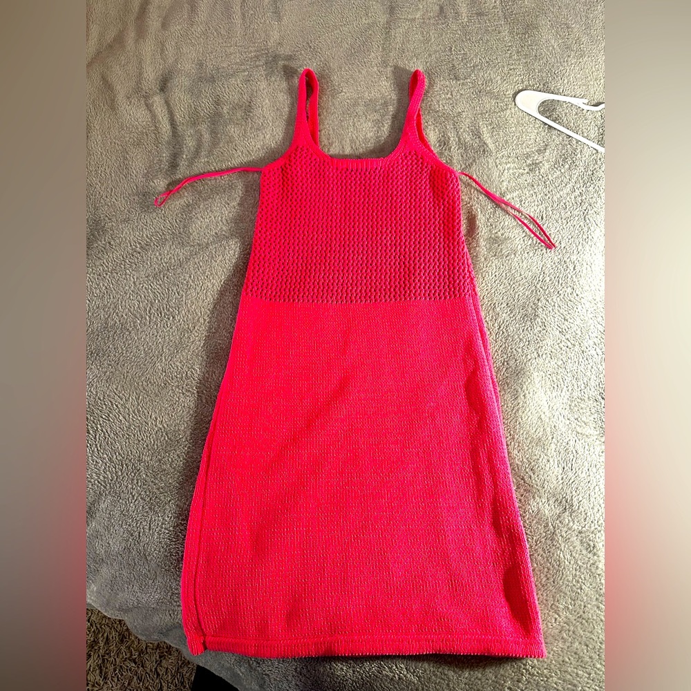 Zara pink crochet lace mini sweater dress size S